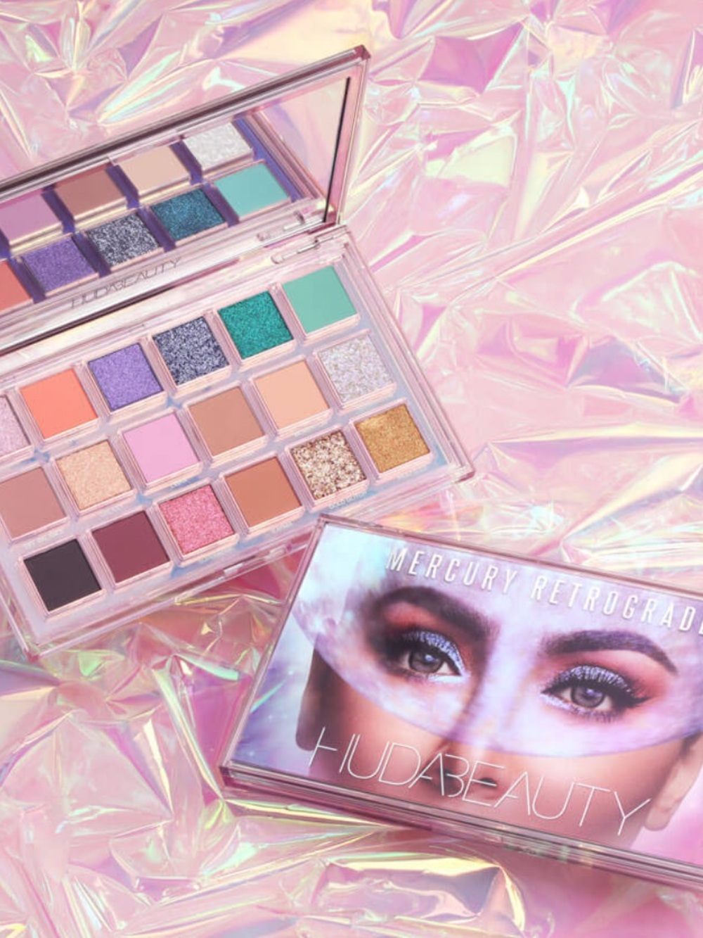 HUDA BEAUTY Mercury Retrograde Eyeshadow Palette - Purple, Pink, Teal, Gold